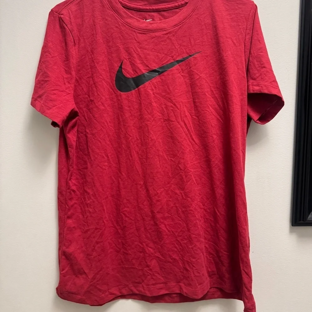 Nike The Nike Tee Dri-Fit Short Sleeve Tee - Dark Red with Black Swoosh L